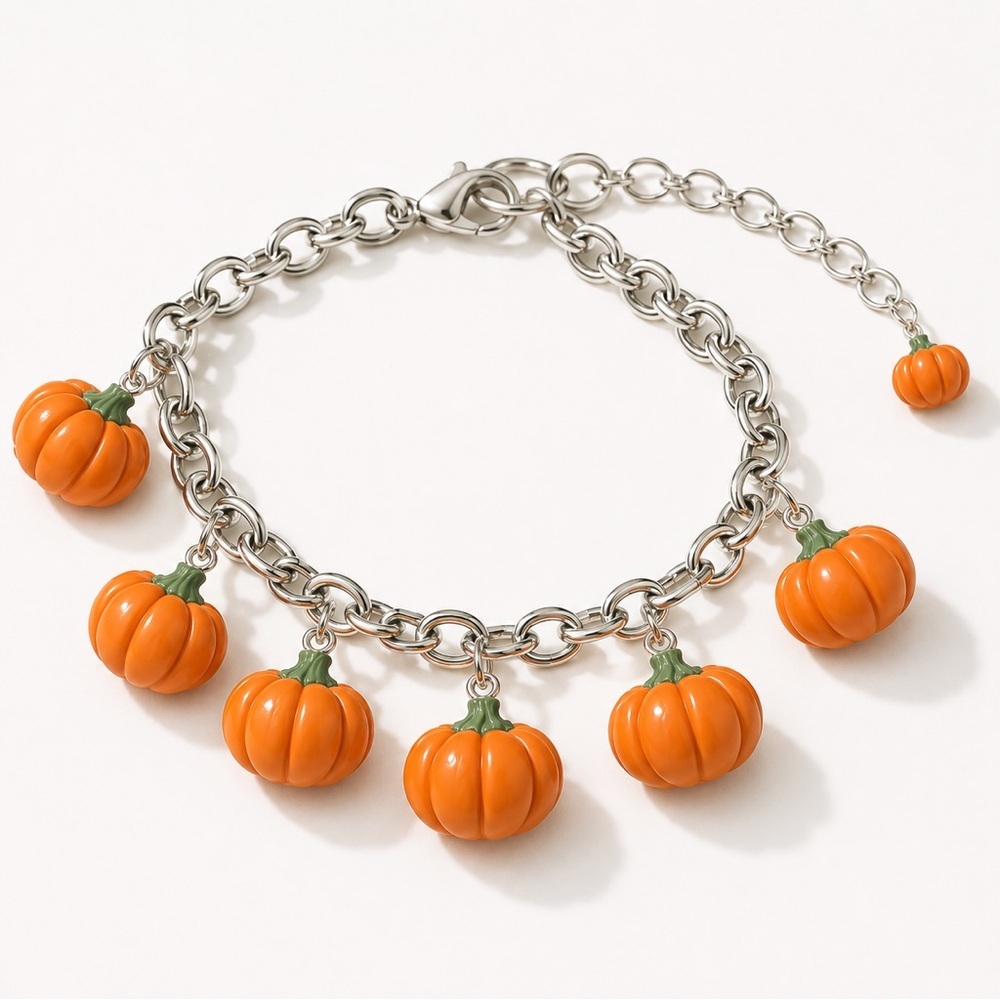 NWT Pumpkin Charm Bracelet - Handmade - Orange